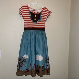 Zoe Adelyn Thanksgiving Striped Top Blue Scenic Skirt Dress